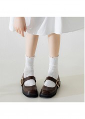 Soft Ruffle Edge Multi Tone Cotton Crew Socks | thumb picture 