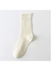 Soft Ruffle Edge Multi Tone Cotton Crew Socks | thumb picture 