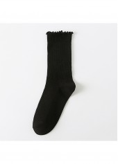 Soft Ruffle Edge Multi Tone Cotton Crew Socks | thumb picture 