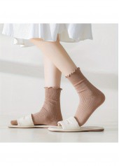 Soft Ruffle Edge Multi Tone Cotton Crew Socks | thumb picture 