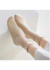 Soft Ruffle Edge Multi Tone Cotton Crew Socks | thumb picture 