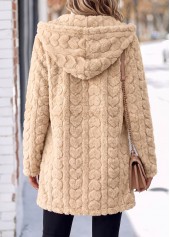 Light Camel Tummy Coverage Long Sleeve Hooded Coat | thumb picture 