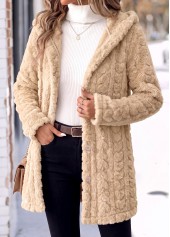 Light Camel Tummy Coverage Long Sleeve Hooded Coat | thumb picture 