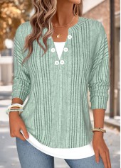 Sage Green Fake 2in1 Long Sleeve T Shirt | thumb picture 