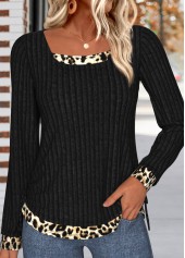 Black Leopard Fake 2in1 Long Sleeve T Shirt