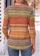 Multi Color Geometric Print Shirred 3/4 Sleeve Blouse | thumb picture 