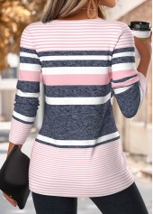 Multi Color Striped Asymmetry Long Sleeve T Shirt | thumb picture 