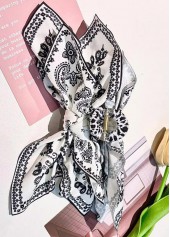 White Paisley Print Bow Hair Barrette Clip | thumb picture 