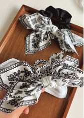 White Paisley Print Bow Hair Barrette Clip | thumb picture 