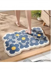Blue Floral Print Cat Paw Pad Bath Mat