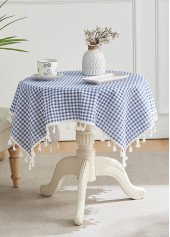 Light Blue Plaid Polyester Material Tablecloth