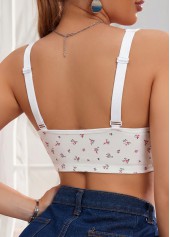White Floral Lace Front Closure V Neck Bra | thumb picture 