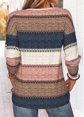 Multi Color Striped Beaded Long Sleeve T Shirt | thumb picture 