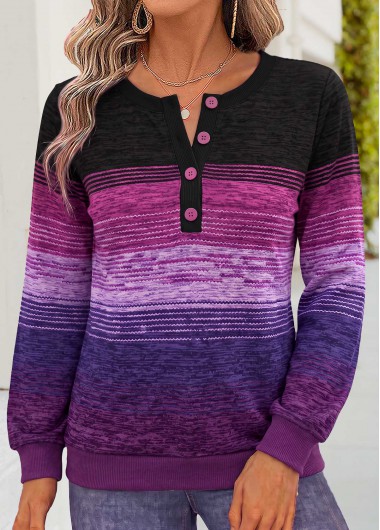 women clothes image of Purple Ombre Tummy Coverage Long Sleeve Sweatshirt