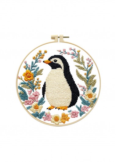 women clothes image of Garden Penguin Cross Stitch Kit Beginner Friendly
