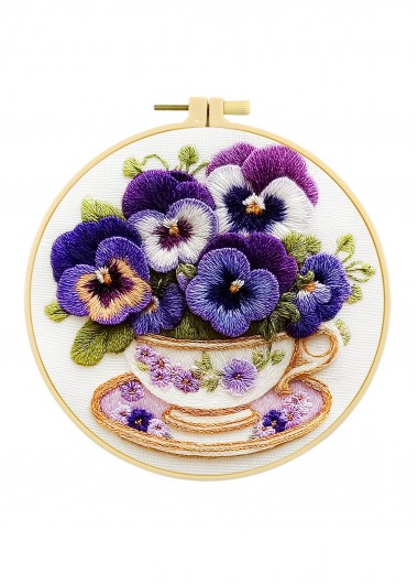 women clothes image of Velvet Pansy Blossoms Embroidery Kit Beginner Friendly