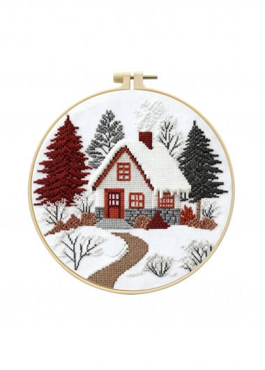 women clothes image of Snowy Cottage Cross Stitch Kit Beginner Friendly