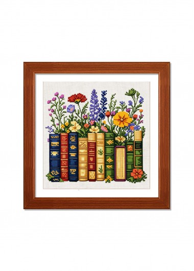 women clothes image of Book and Blossoms Cross Stitch Kit Beginner Friendly
