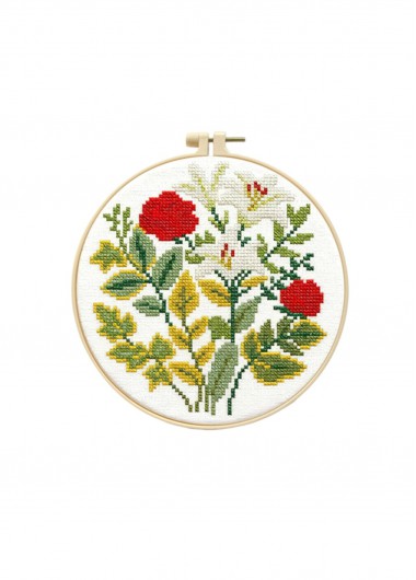 women clothes image of Roses and Lilies Cross Stitch Kit Beginner Friendly