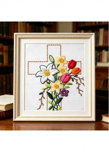 women clothes image of Cross and Lilies Embroidery Kit Beginner Friendly