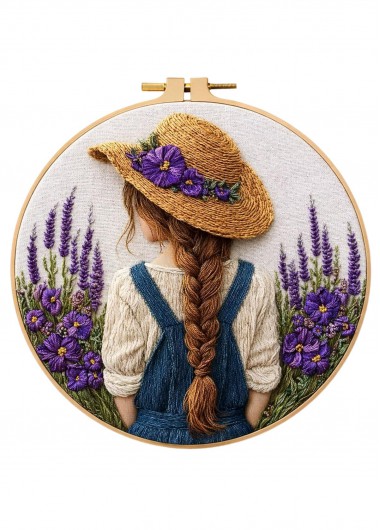 women clothes image of Braided Girl in Lavender Embroidery Kit Beginner Friendly