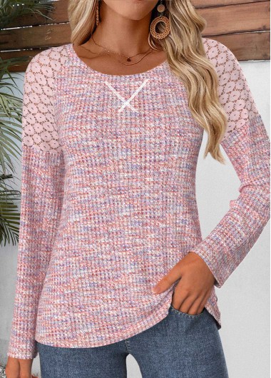 women clothes image of Light Pink Tummy Coverage Long Sleeve T Shirt