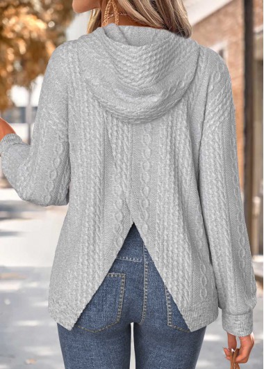 women clothes image of Light Grey Marl Kangaroo Pocket Long Sleeve Hoodie