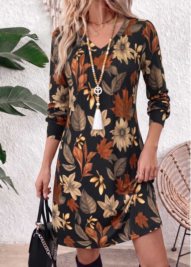 women clothes image of Multi Color Floral Print Short Tuck Stitch Dress