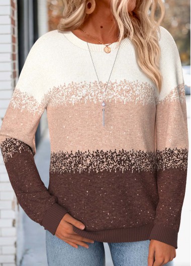 women clothes image of Multi Color Ombre Long Sleeve Round Neck Sweatshirt