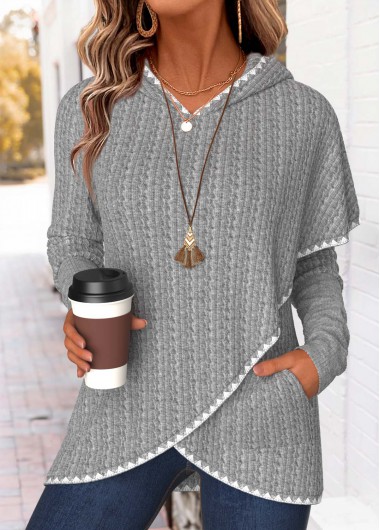 women clothes image of Light Grey Marl Tummy Coverage Long Sleeve Hoodie