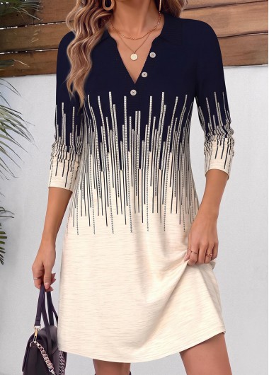 women clothes image of Multi Color Geometric Print Short Tummy Coverage Dress