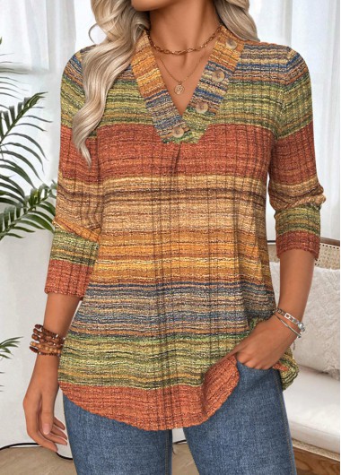 women clothes image of Multi Color Geometric Print Tummy Coverage T Shirt