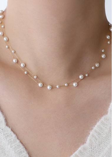 women clothes image of Silvery White Round Alloy Necklace Set