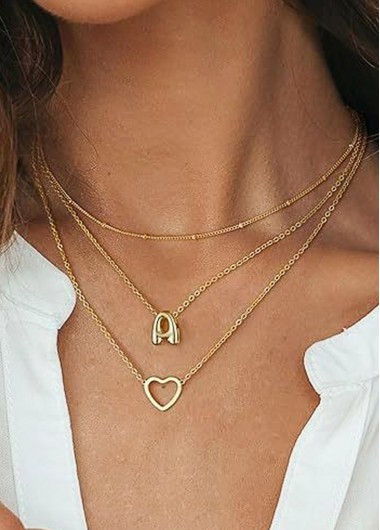 women clothes image of Golden Heart Design Alloy Necklace Set