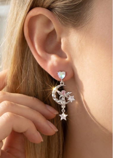 women clothes image of Silvery White Asymmetrical Alloy Detail Earring