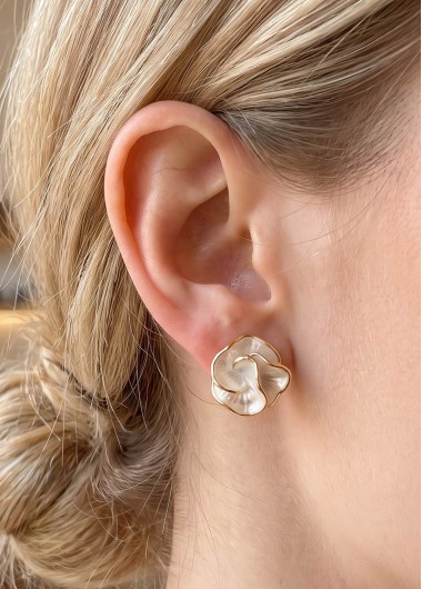 women clothes image of Silvery White Asymmetrical Alloy Ear Studs