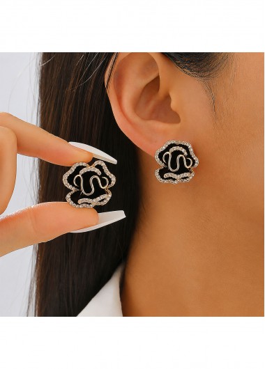 women clothes image of Black Asymmetrical Alloy Ear Studs Earrings