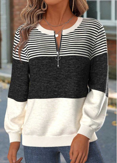 women clothes image of Dark Grey Marl Striped Tummy Coverage Long Sleeve Sweatshirt