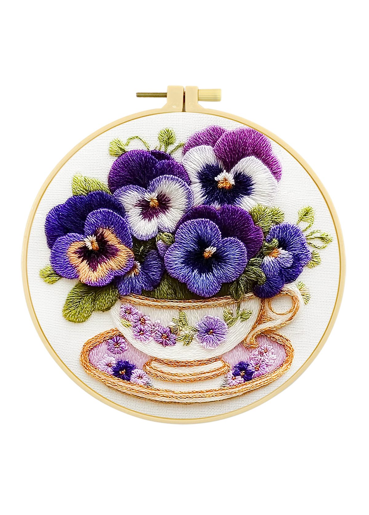 Velvet Pansy Blossoms Embroidery Kit Beginner Friendly | picture 