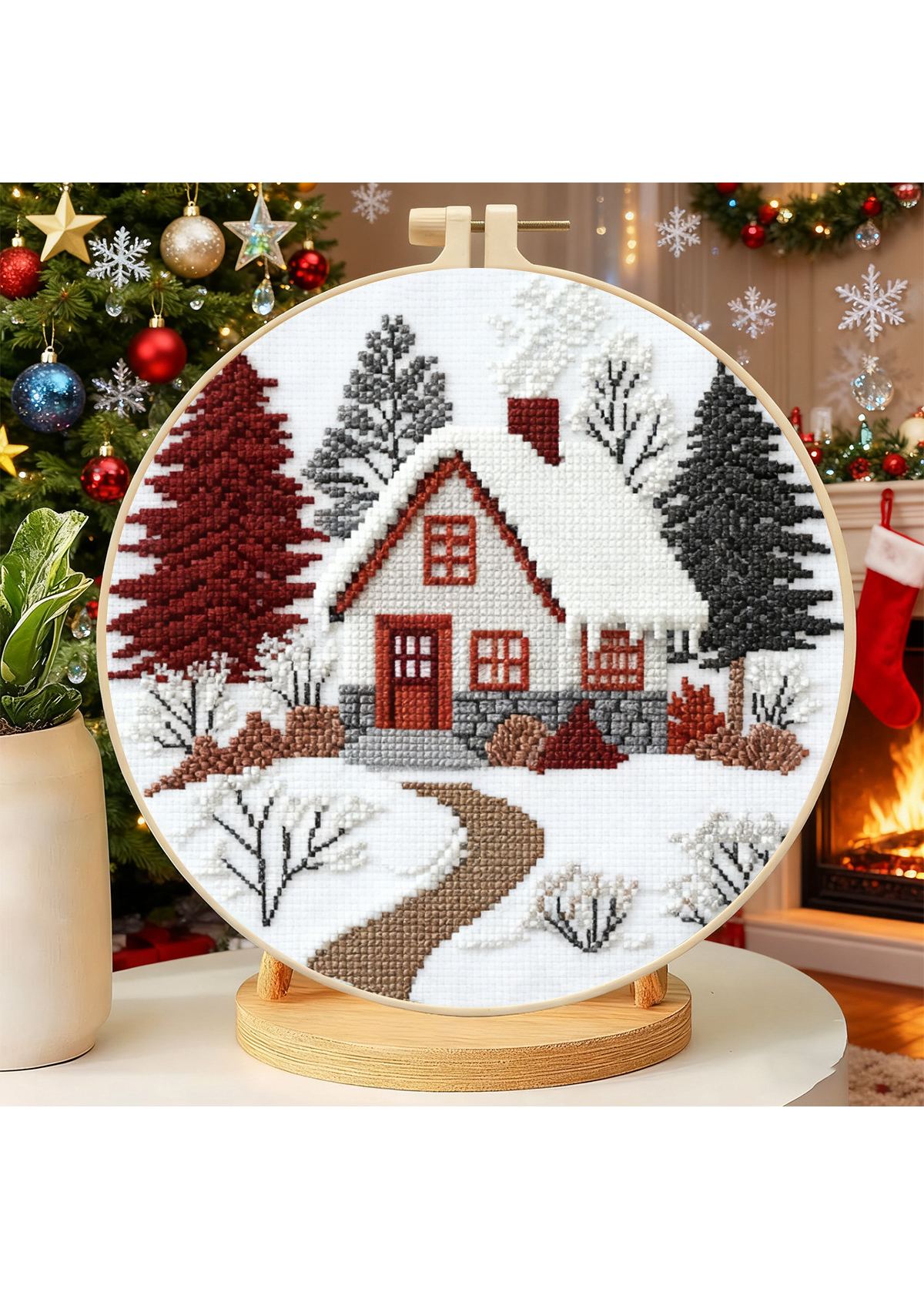 Snowy Cottage Cross Stitch Kit Beginner Friendly | picture 