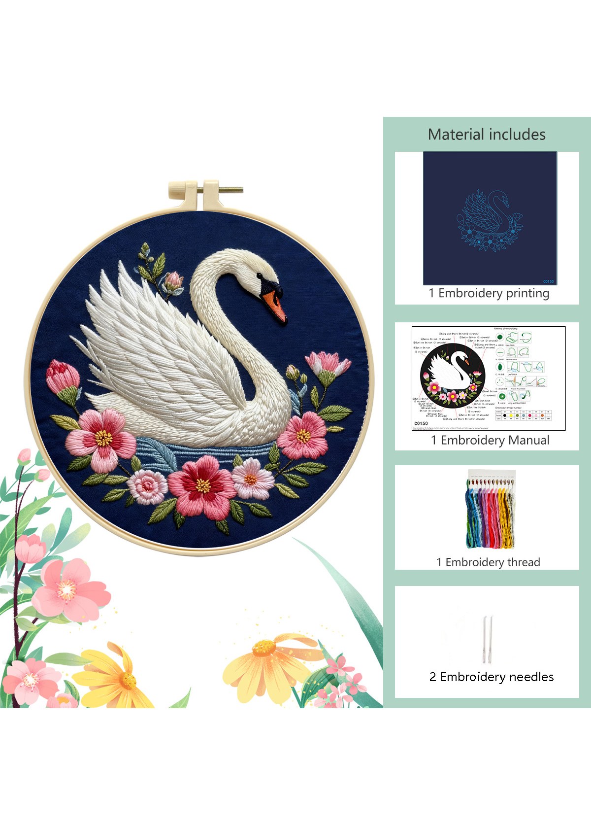 Austen's Persuasion Themed Swan Embroidery Kit Beginner Friendly | picture 