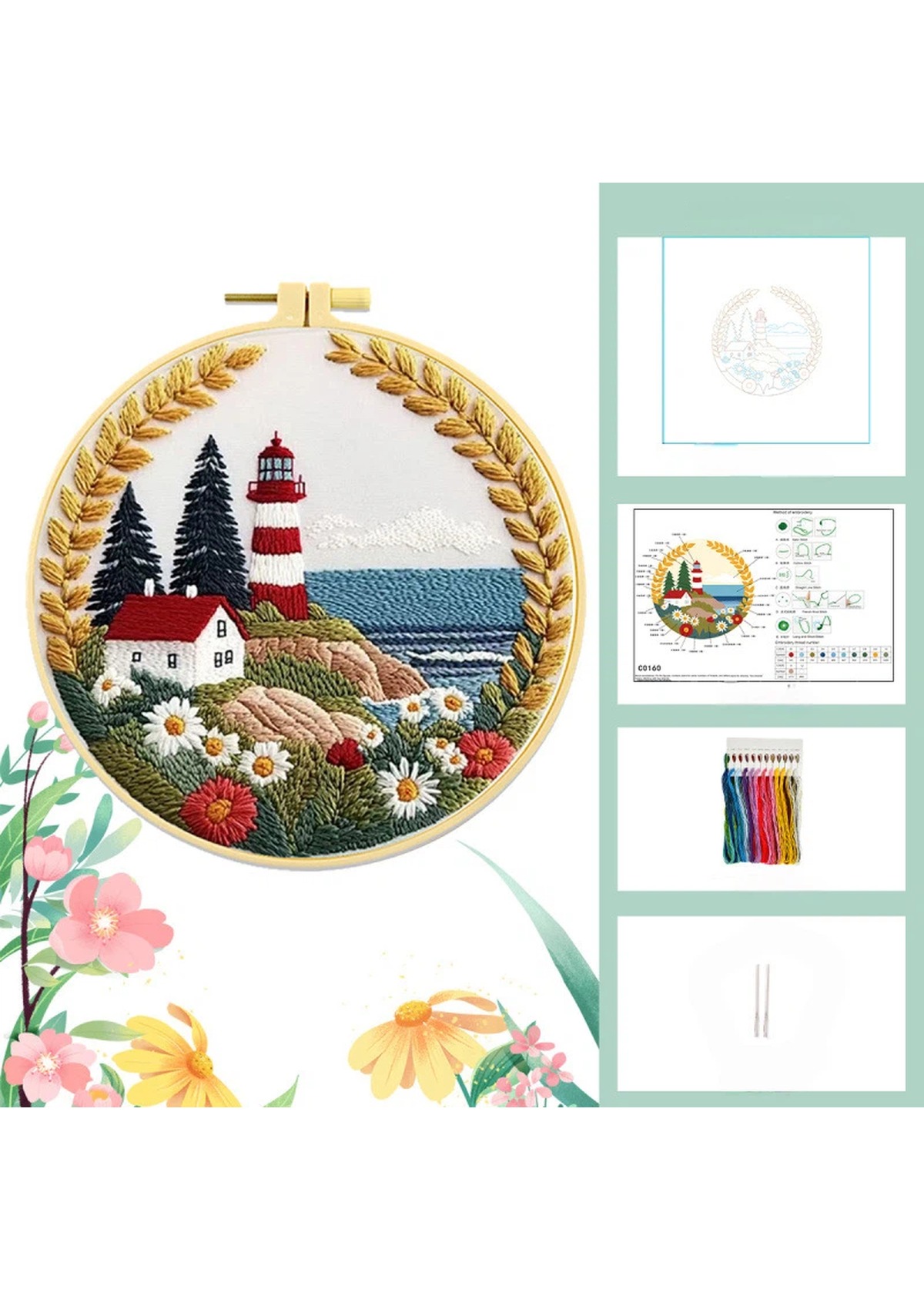 Lighthouse by the Sea Embroidery Kit Beginner Friendly | picture 