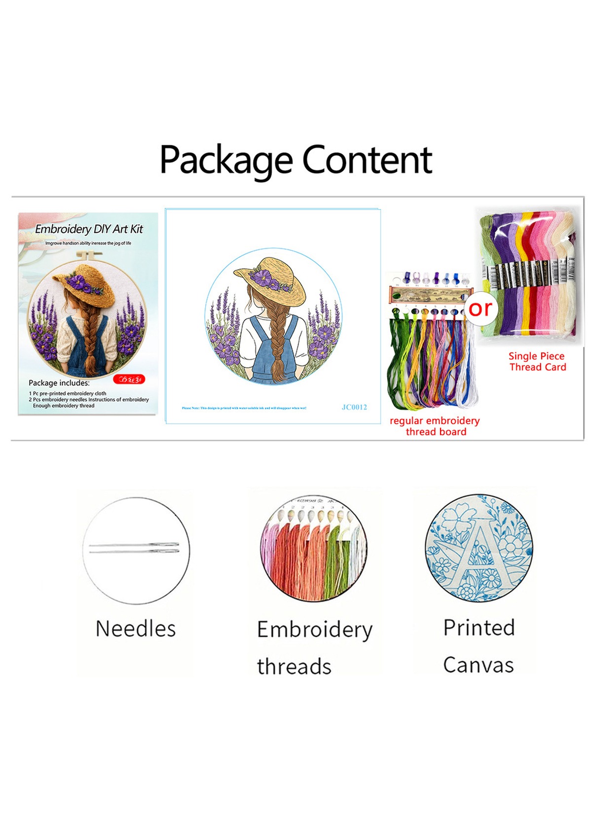 Braided Girl in Lavender Embroidery Kit Beginner Friendly | picture 