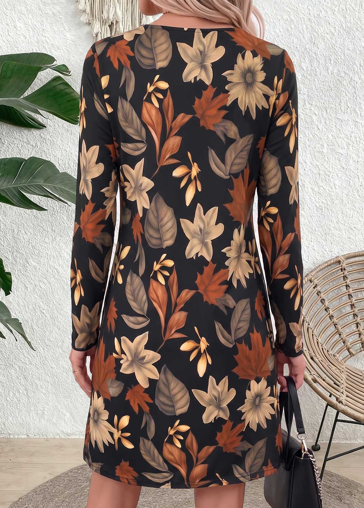 Multi Color Floral Print Short Tuck Stitch Dress | picture 
