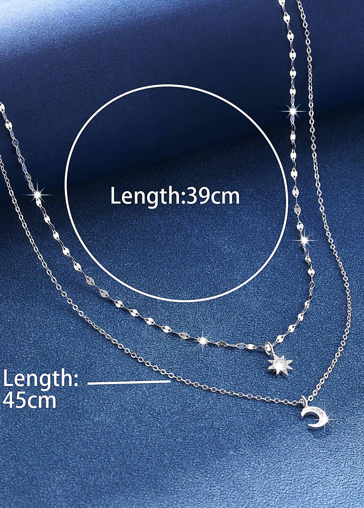 Silvery Color White Moon Alloy Detail Necklace | picture 
