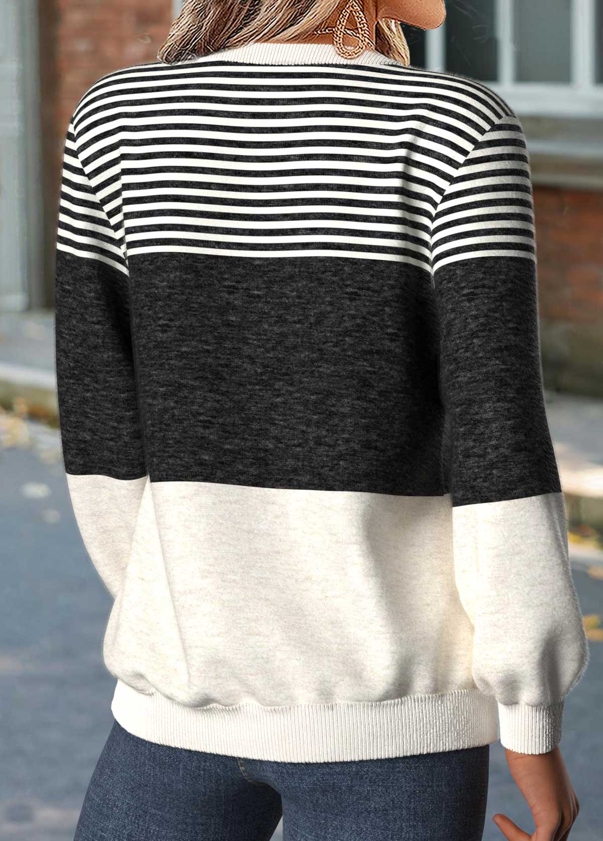 Dark Grey Marl Striped Tummy Coverage Long Sleeve Sweatshirt 2