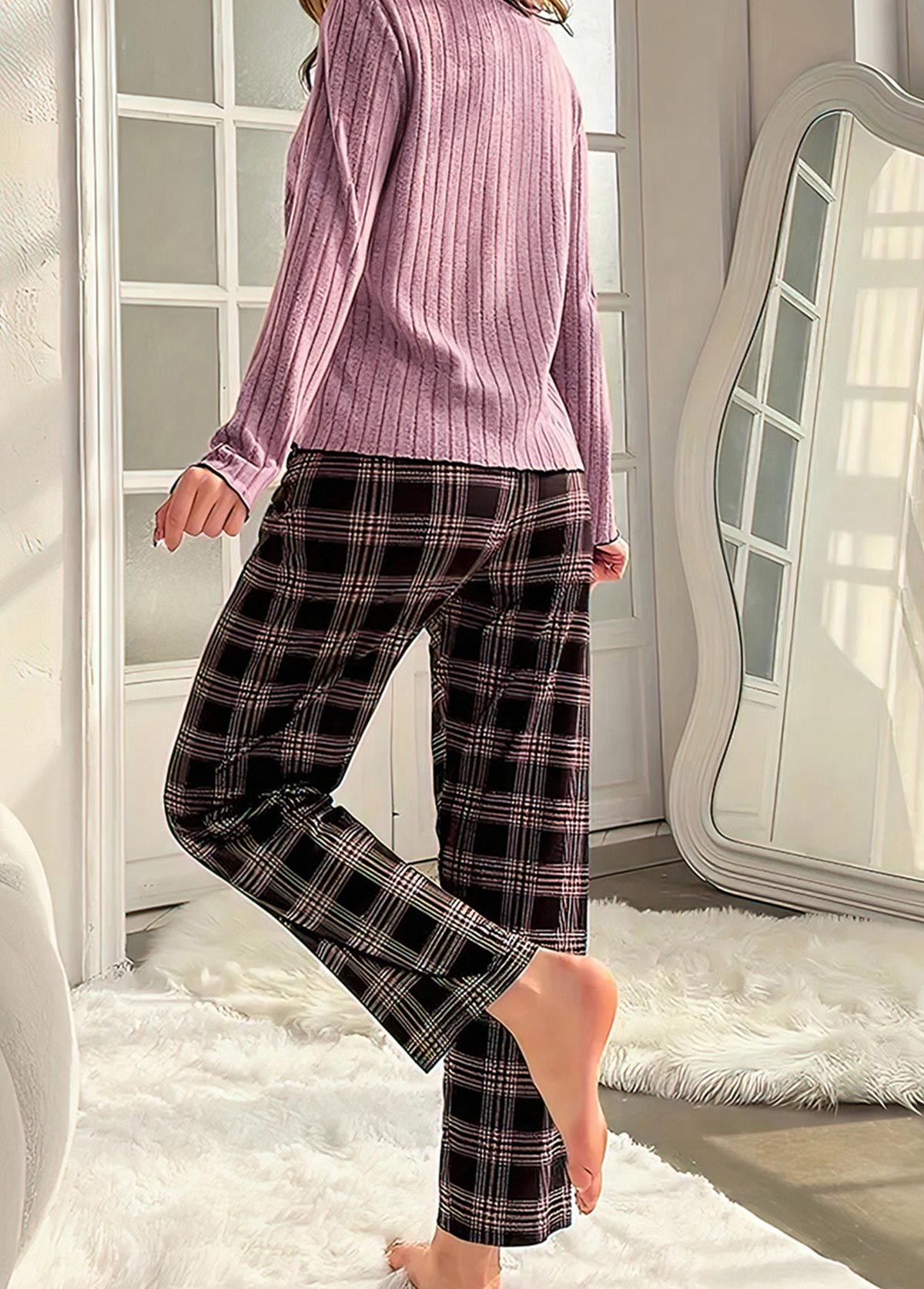 Dusty Purple Long Sleeve Lounge Top and Pants 2