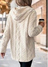 Beige Tummy Coverage Long Sleeve Hooded Coat | thumb picture 