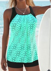 Hollow Out Tummy Coverage Cyan Tankini Set and Bra | thumb picture 