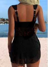 Black Tie Lace Patchwork Tankini Set | thumb picture 